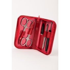   Exkluzív Manikűrkészlet | Kis Cipzáras | 2 Ollós | Rozsdamentes | Piros