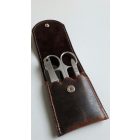 R. Klaas/Solingen | Manikűrkészlet | Kis Úti | Kombiollós | Rozsdamentes | Barna bőrtokban