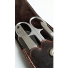 R. Klaas/Solingen | Manikűrkészlet | Kis Úti | Kombiollós | Rozsdamentes | Barna bőrtokban