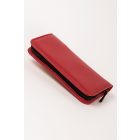 R. Klaas/Solingen | Meriva | Cipzáras manikűrkészlet | Style Ollókkal | Rozsdamentes | Tűzpiros bőrtokban