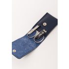 R. Klaas/Solingen | Meriva Manikűrkészlet | Kis úti | Kombiollós | Rozsdamentes | Tengerészkék bőrtokban