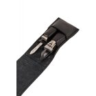 R. Klaas/Solingen | Manikűrkészlet | Úti | 4 részes | Rozsdamentes | 2 Design Körömcsipeszes | Fekete mágneses bőrtokban