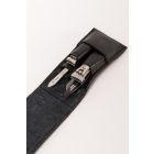 R. Klaas/Solingen | Manikűrkészlet | Úti | 4 részes | Rozsdamentes | 2 Design Körömcsipeszes | Fekete mágneses bőrtokban