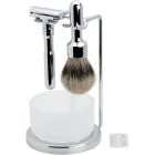 Borotvakészlet | 4 Részes | Króm Bevonat | Üveg Tálka